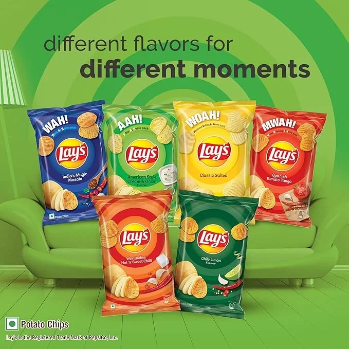  Lay's Potato Chips (40g + 8g Extra) +4.9g = 52.9 Gram, American Style Cream & Onion Flavour, Crunchy Chips & Snacks (Weight May Vary) image 6