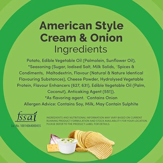  Lays Potato Chips American Style Cream & Onion Flavour, 79.7g/73.7g(67g+6.7g)(Weight May Vary) image 6