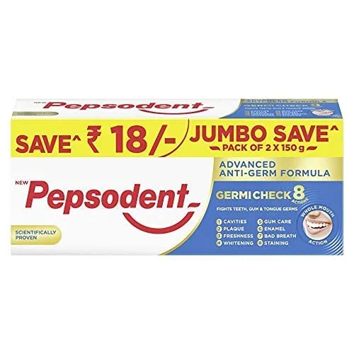Pepsodent Germi Check Cavity Protection, 2 x 150 g with Save Rs. 18/-