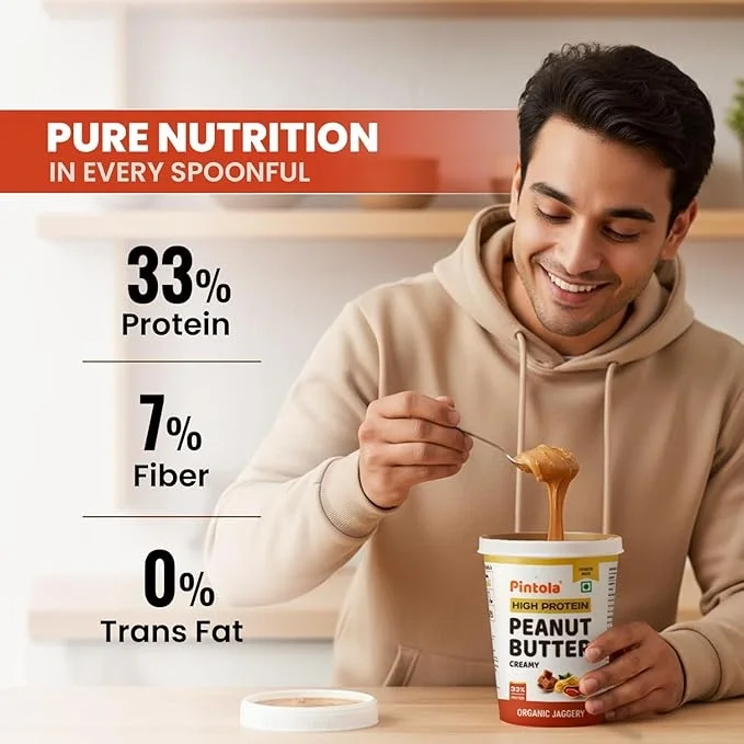 Pintola 510g High Protein Organic Jaggery Peanut Butter – Creamy & Nutritious image 7