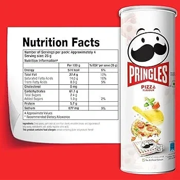  Pringles Potato Crisps - Pizza Flavour, 102g image 2