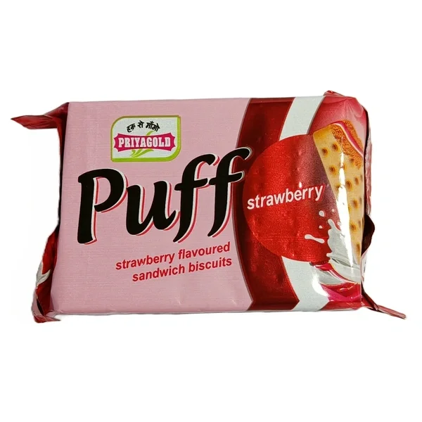 Priyagold Puff Strawberry - ₹5 (Pack Of 10) 360 gm