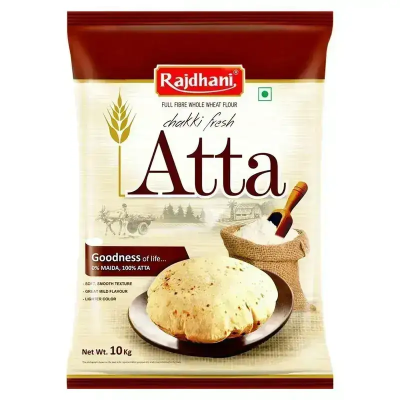 Rajdhani Full Fibre Wheat Flour, Chakki Fresh Whole Wheat Atta 10 kg. Nutritious and wholesome flour.