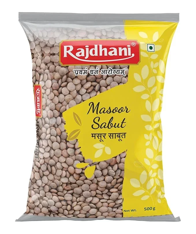 Rajdhani Masoor Sabut Dal 500g | High Protein Whole Lentils