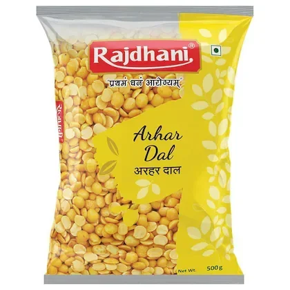 Rajdhani Arhar (Tuar) Dal 500g – Premium Quality Toor Dal