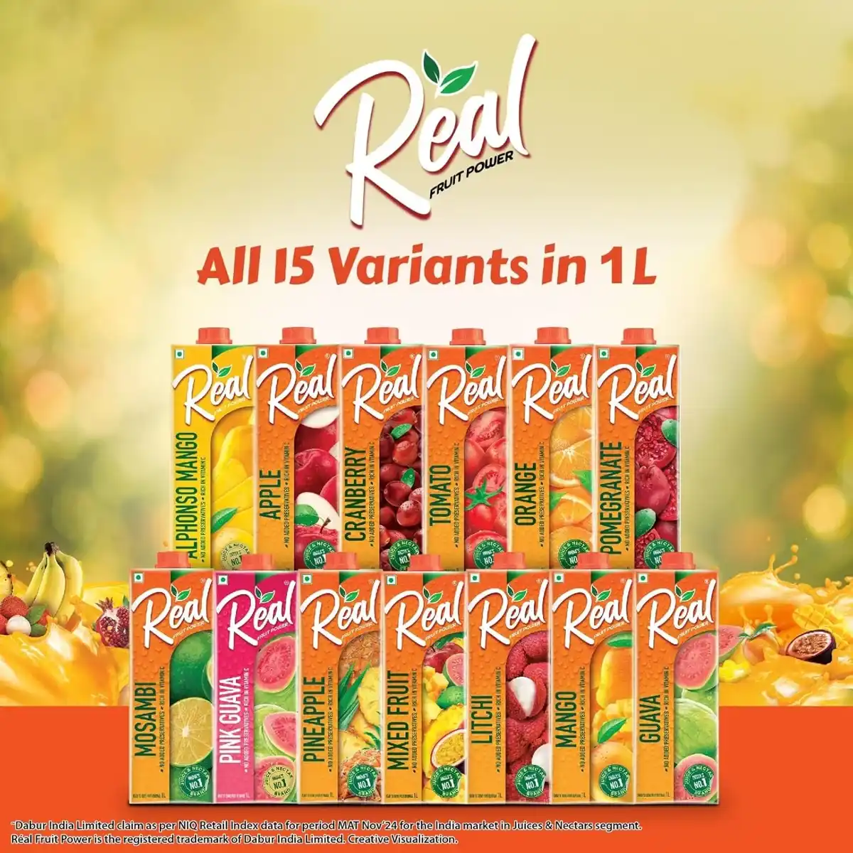 Real Fruit Power Mixed Fruit Juice – 1 Litre image 2