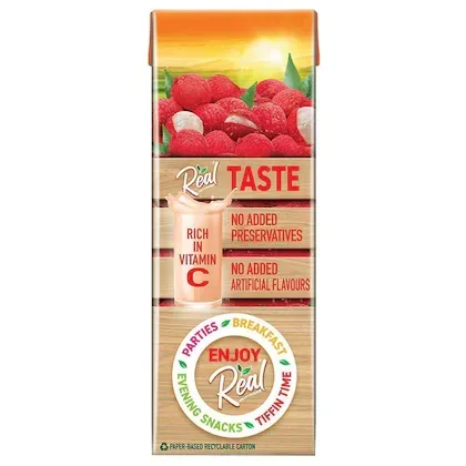 Real Fruit Power Litchi Juice 180 ml | Refreshing Fruit Drink image 2