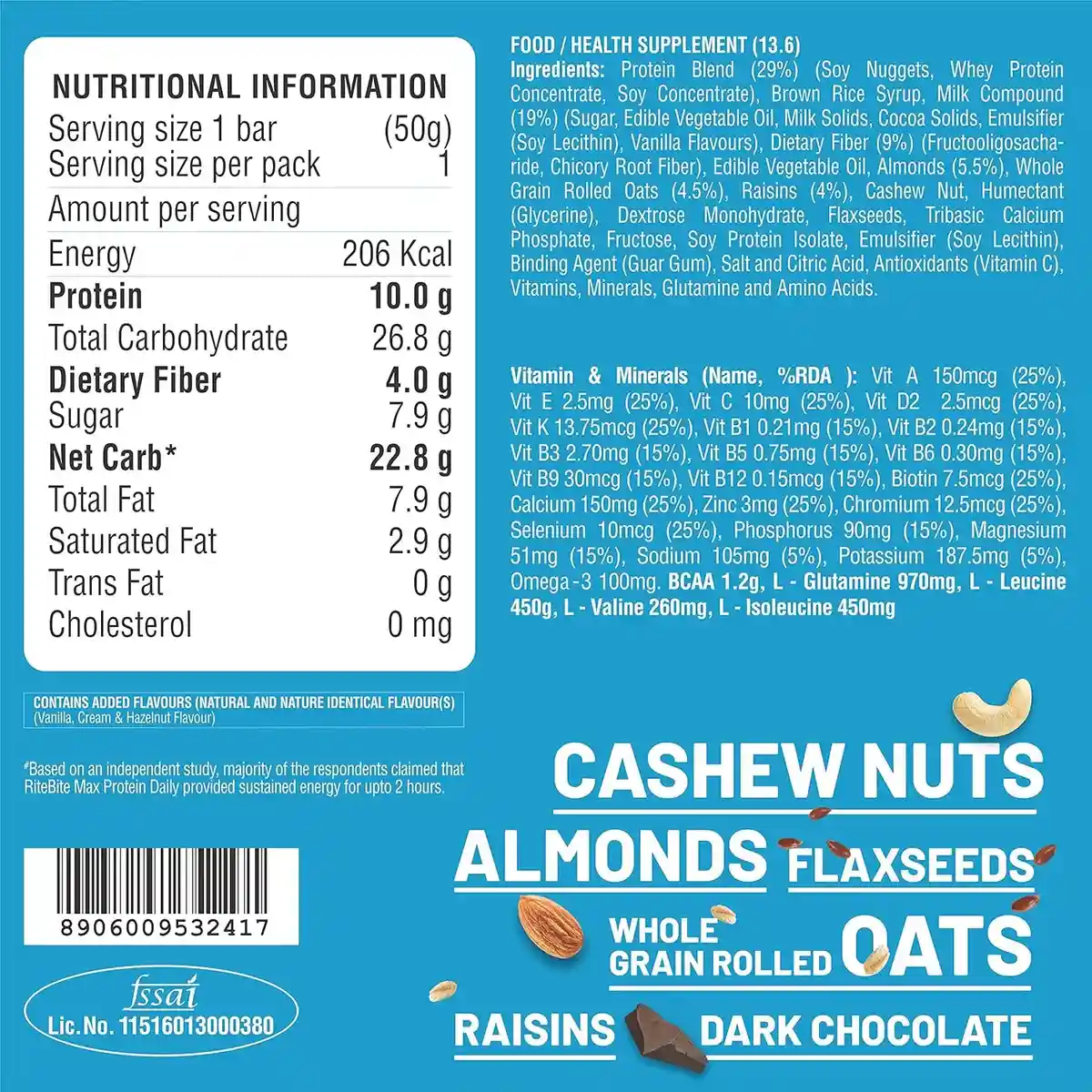  RiteBite Max Protein Daily Choco Classic Protein Bars with 10Gm Protein ( 50gm ) image 5