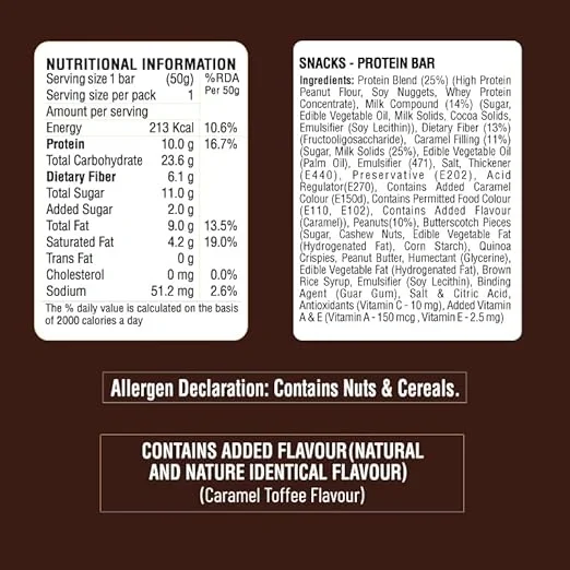  RiteBite Max Protein 10g Daily Salt & Caramel Protein Bars, 50g image 2