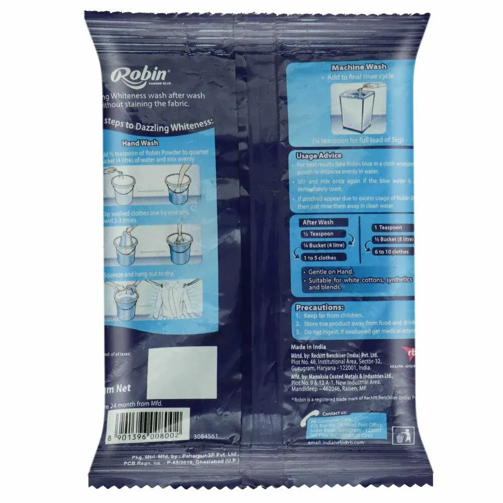  Robin Power Blue Dazzling Whiteness Detergent Powder 100 g image 2