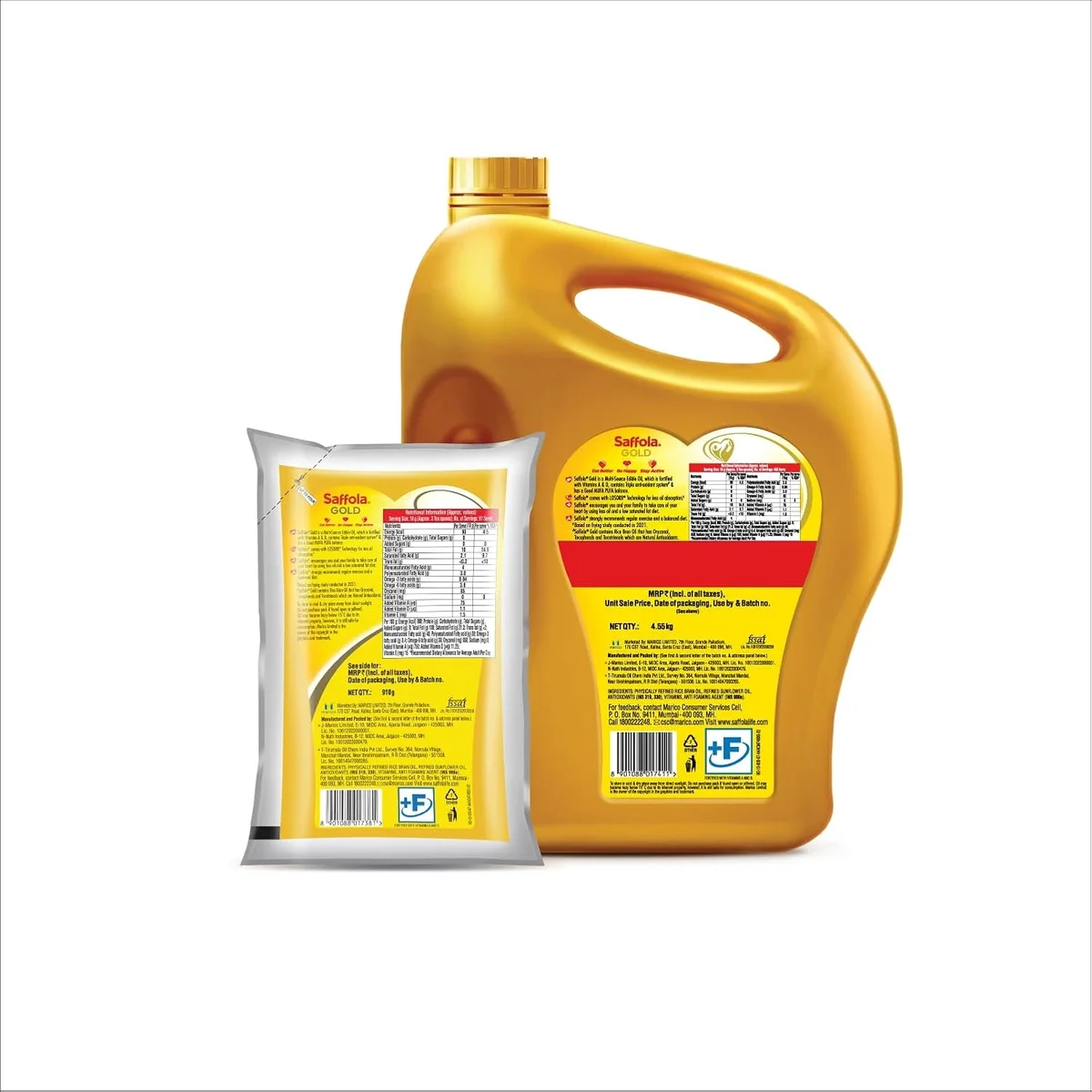  Saffola Gold Refined Cooking oil | Blended of Rice Bran & Sunflower oil | 4.5 Litre Jar/5 Litre Jar + Free 1 Litre Pouch[weight may vary] image 2