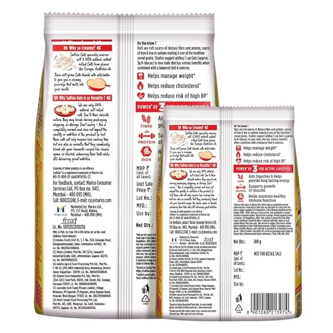  Saffola Oats | 1kg with 300g Free| Instant Rolled |Soft & Creamy image 4