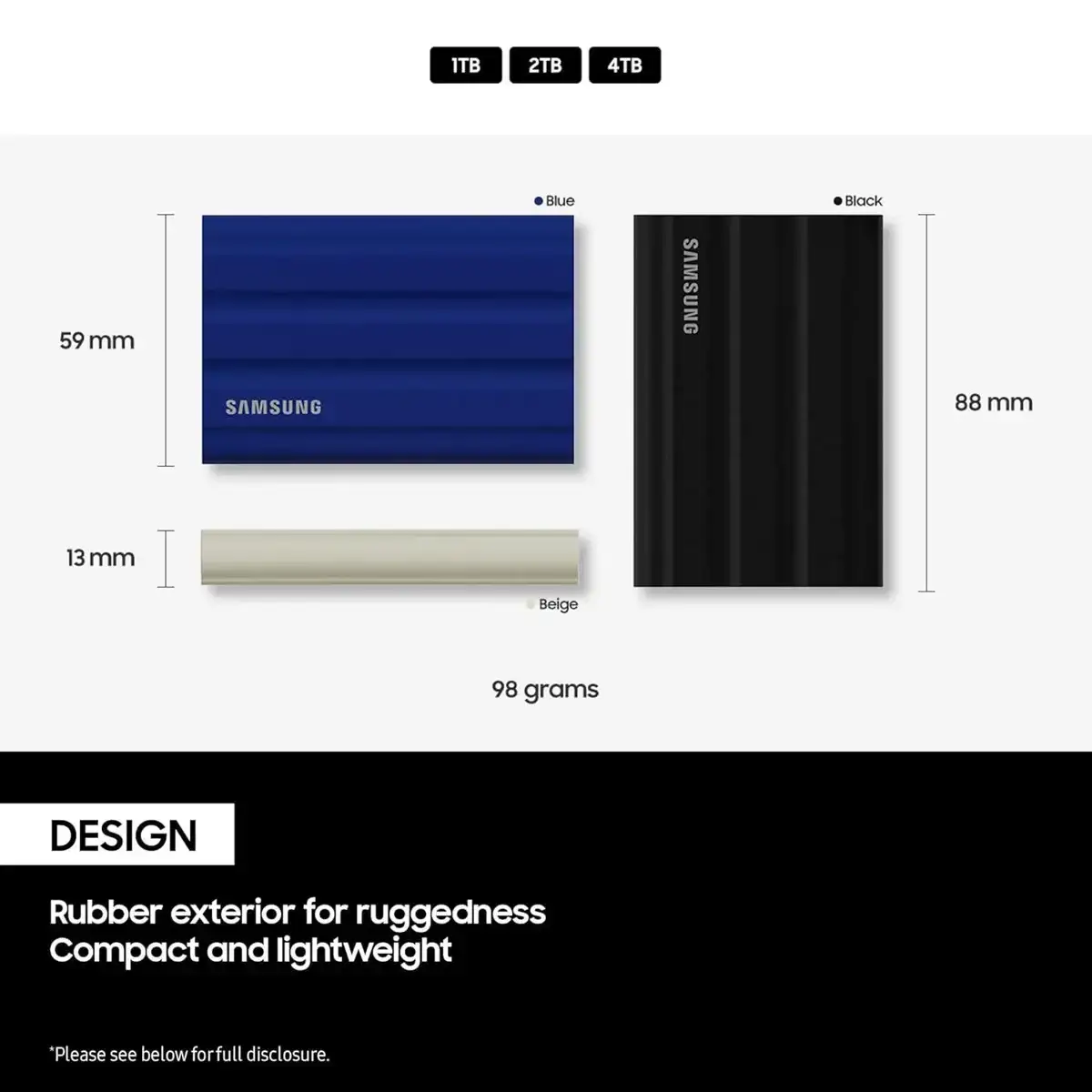 Samsung T7 Shield Portable SSD 2TB, USB 3.2 Gen2 External SSD, Up to 1,050MB/s, Rugged, IP65 Water & Dust Resistant, for Photographers, Content Creators and Gaming, Mac Compatible, MU-PE2T0R, Blue, 3 Year Warranty image 4