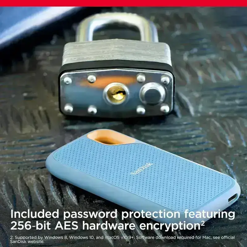 SanDisk Extreme Portable SSD 1TB (Sky Blue), Read & Write Speed up to 1050 & 1000 MB/s, Up to three meter drop protection and IP65 water and dust resistance, USB 3.2 Gen 2, 5 Year Warranty image 7