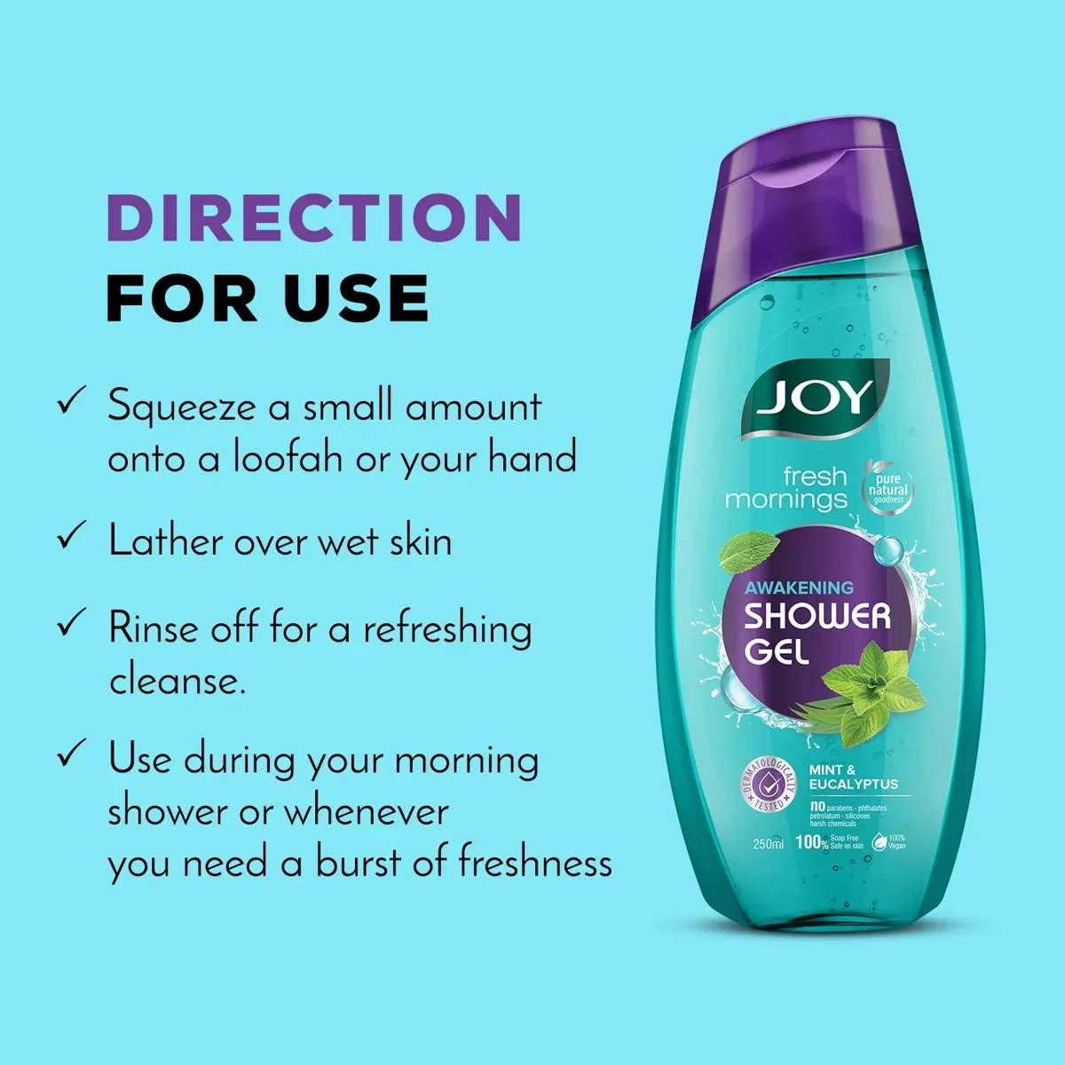 Joy Mint & Eucalyptus Body Wash Shower Gel, 250ml image 5