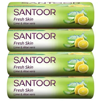 Santoor Fresh Skin Aloe Vera & Lime Bath Soap 4×100g