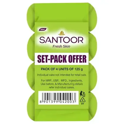 Santoor Fresh Skin Aloe Vera & Lime Bath Soap 4×100g image 4