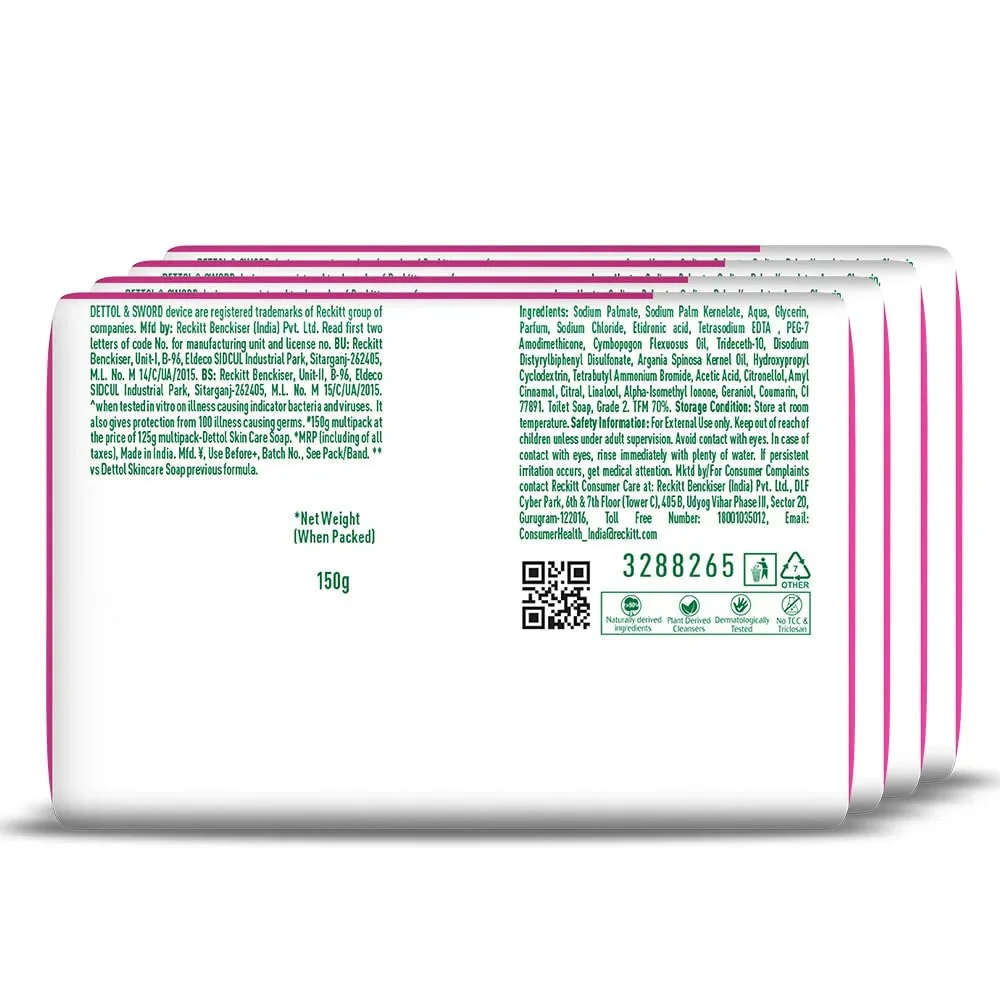 Dettol Skincare Moisturizing Soap with Argan Oil 4×150g | Softer Skin image 2