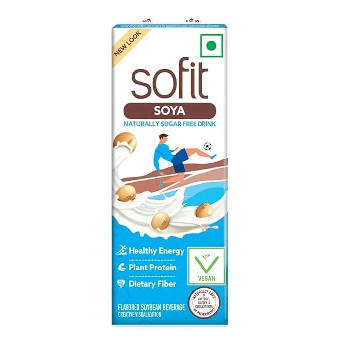  SOFIT Soya Drink Naturally Sugar Free Vegan Drink Enriched With Plant Protein,Dietary Fibers,Vitamins And Calcium Lactose Free Gluten Free Preservatives Free,180 Ml / 200 Ml(Weight May Vary)