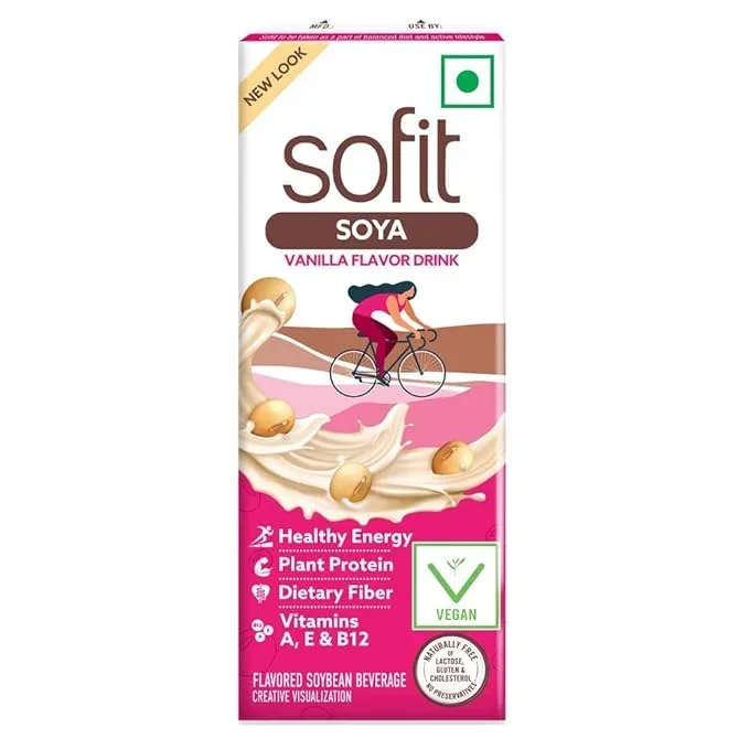  Sofit SOYA Drink Vanilla, 180ml| Vegan Drink |Enriched with Plant Protein, Dietary fibers, Vitamins and Calcium | Lactose Free |