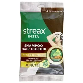 Streax Insta Shampoo Hair Color, Natural Brown-4, 9 ml+9 ml