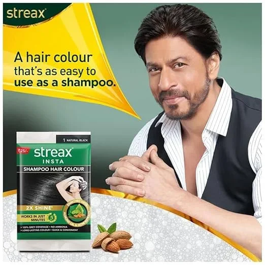 Streax Insta Hair Colour Shampoo, Natural Black, 18ml image 5