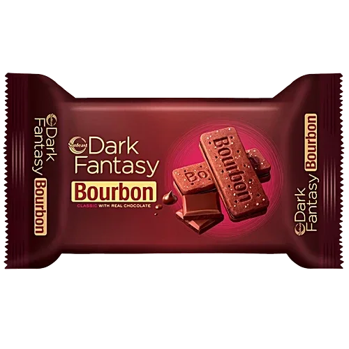 Sunfeast Dark Fantasy Bourbon biscuit, made with real chocolate