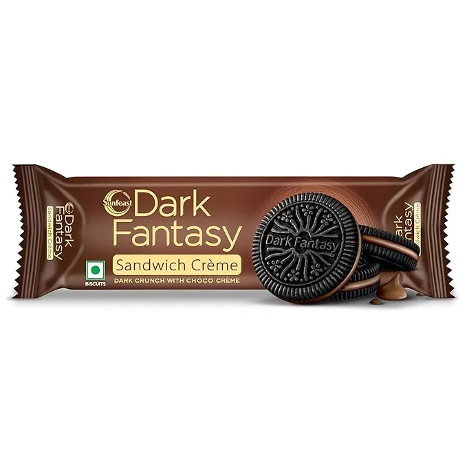 Sunfeast Dark Fantasy Crème cookie made with real chocolate, 55.3g