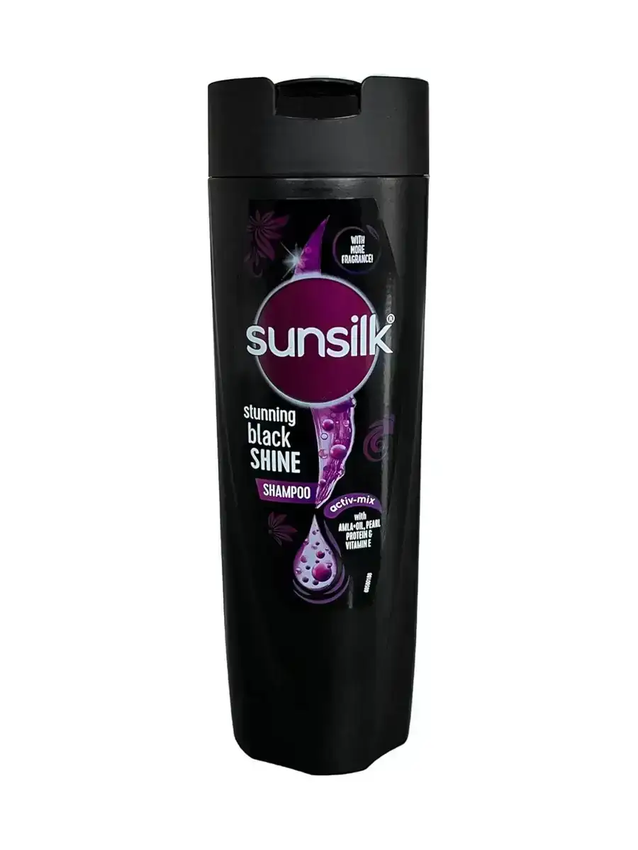 Sunsilk Stunning Black Shine Shampoo 180ml. Enhances black hair's shine. Get your Sunsilk shampoo now!