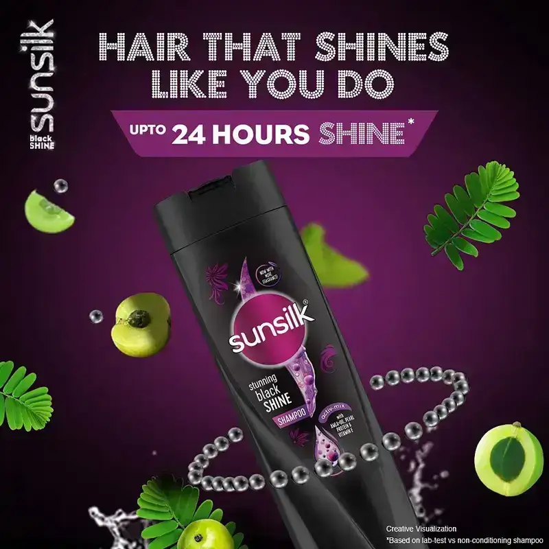 Sunsilk, Stunning Black Shine Shampoo, 360 ml image 5