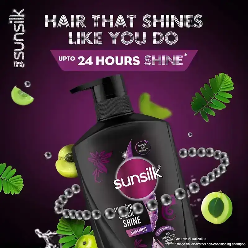 Sunsilk, Stunning Black Shine Shampoo, 650 ml image 8