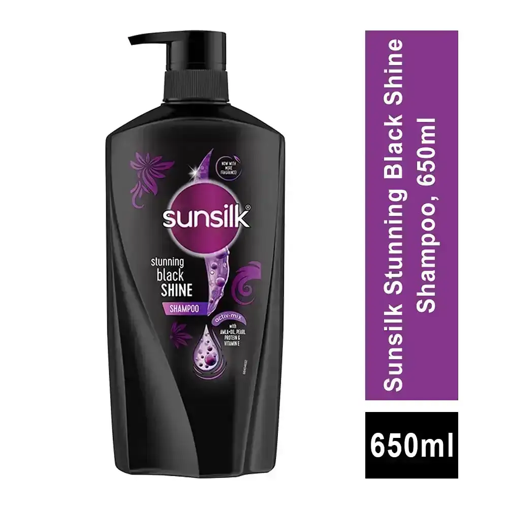 Sunsilk, Stunning Black Shine Shampoo, 650 ml image 4