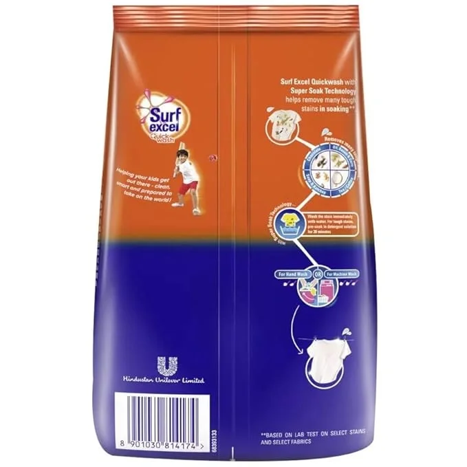 Surf Excel Quick Wash Detergent Powder 1 kg, Washing Powder image 4