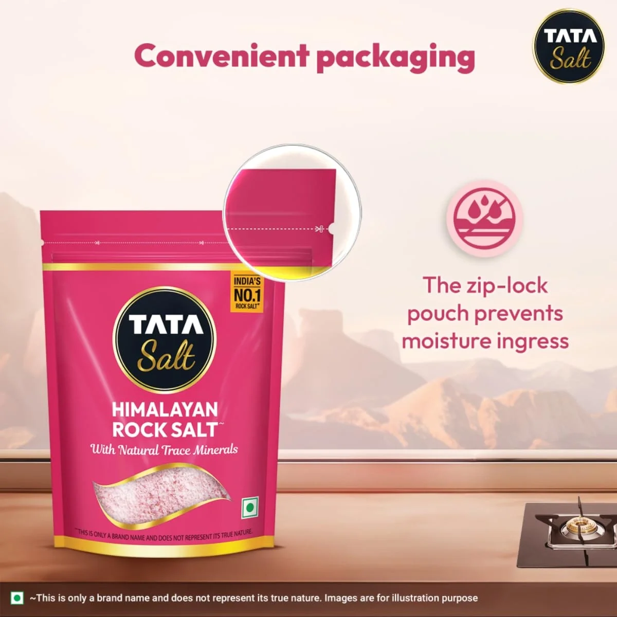  Tata Himalayan Rock Pink Salt, 1kg Pouch, Premium Sendha Namak, With Natural Trace Minerals, Low Sodium, Crystal Salt image 6