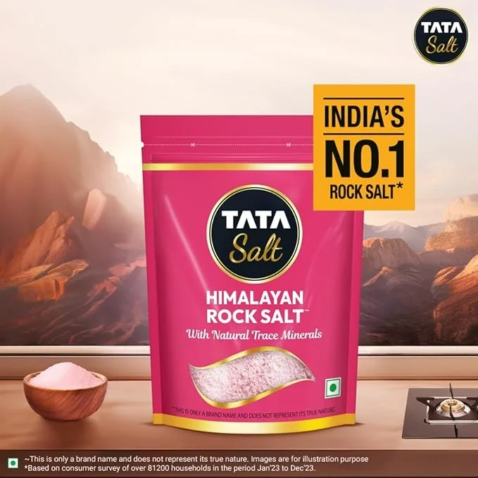  Tata Himalayan Rock Pink Salt, 1kg Pouch, Premium Sendha Namak, With Natural Trace Minerals, Low Sodium, Crystal Salt image 2