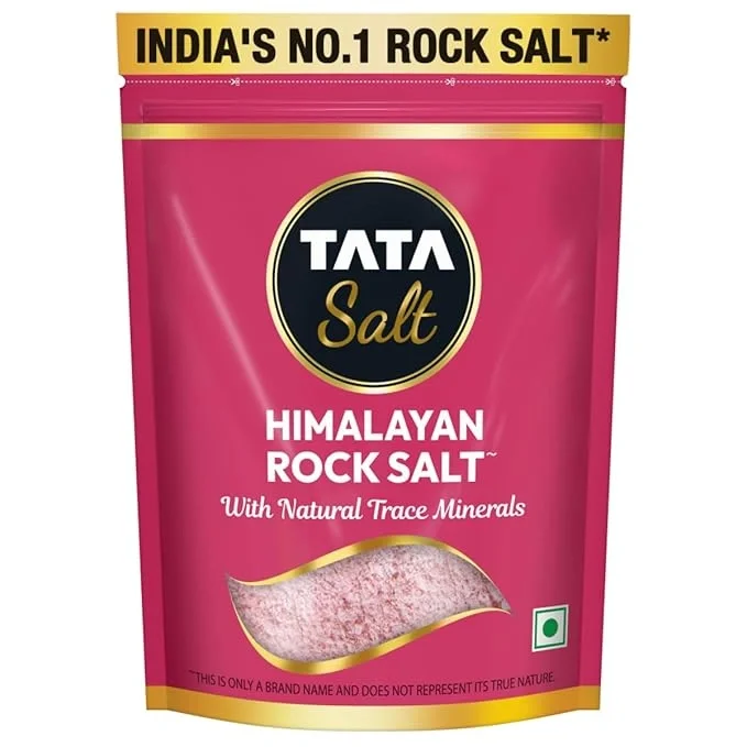 Tata Himalayan Rock Pink Salt, 1kg Pouch, Premium Sendha Namak, With Natural Trace Minerals, Low Sodium, Crystal Salt