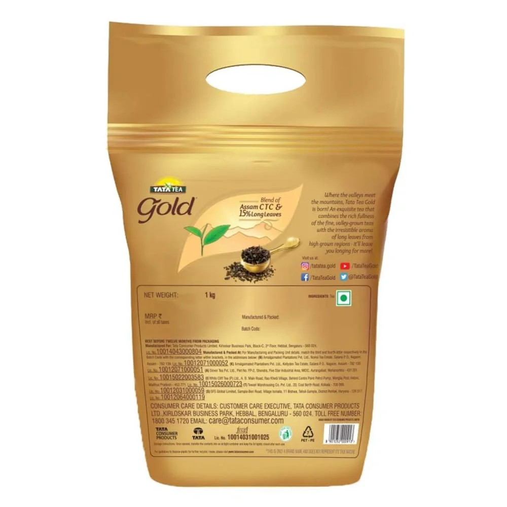  Tata Tea Gold 1kg, Premium Assam Teas With Gently Rolled Aromatic Long Loose Leaves, Rich & Aromatic Chai, Black Tea image 6