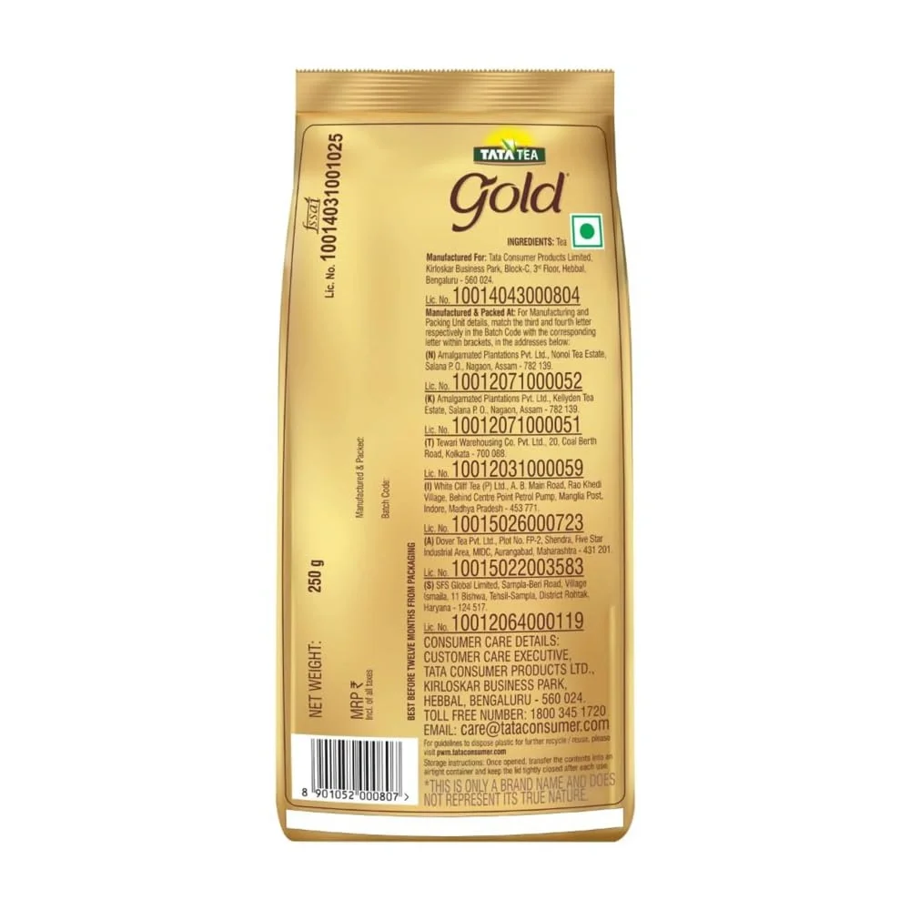 Tata Tea Gold – Assam Tea, 250g | Gently Rolled Aromatic Long Leaves image 2
