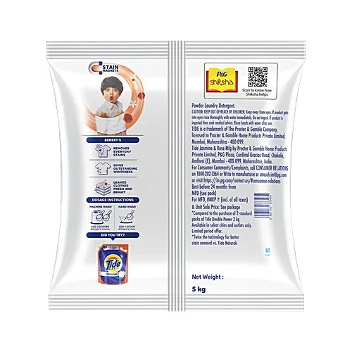Tide Detergent Powder Jasmine & Rose 5 kg Pouch (free bucket worth 299) image 6