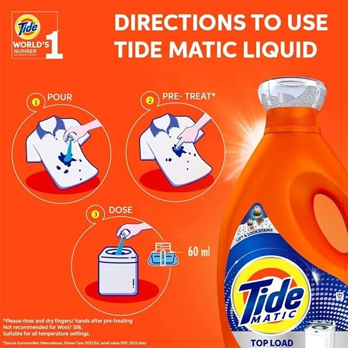 Tide Matic Liquid Detergent 850 Ml (Weight May Vary) Top Load Washing Machine, image 5