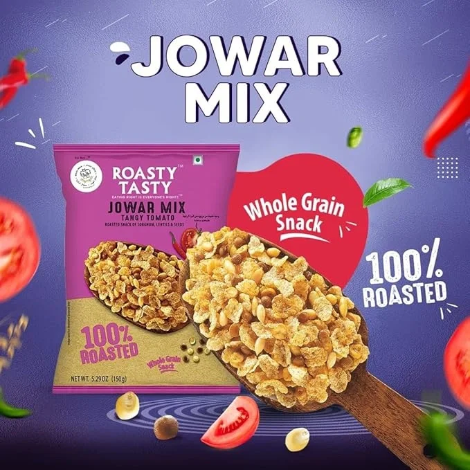 Roasty Tasty Roasted Snack of Jowar Mix, Lentils And Seeds Millet Snacks, 150gm image 3