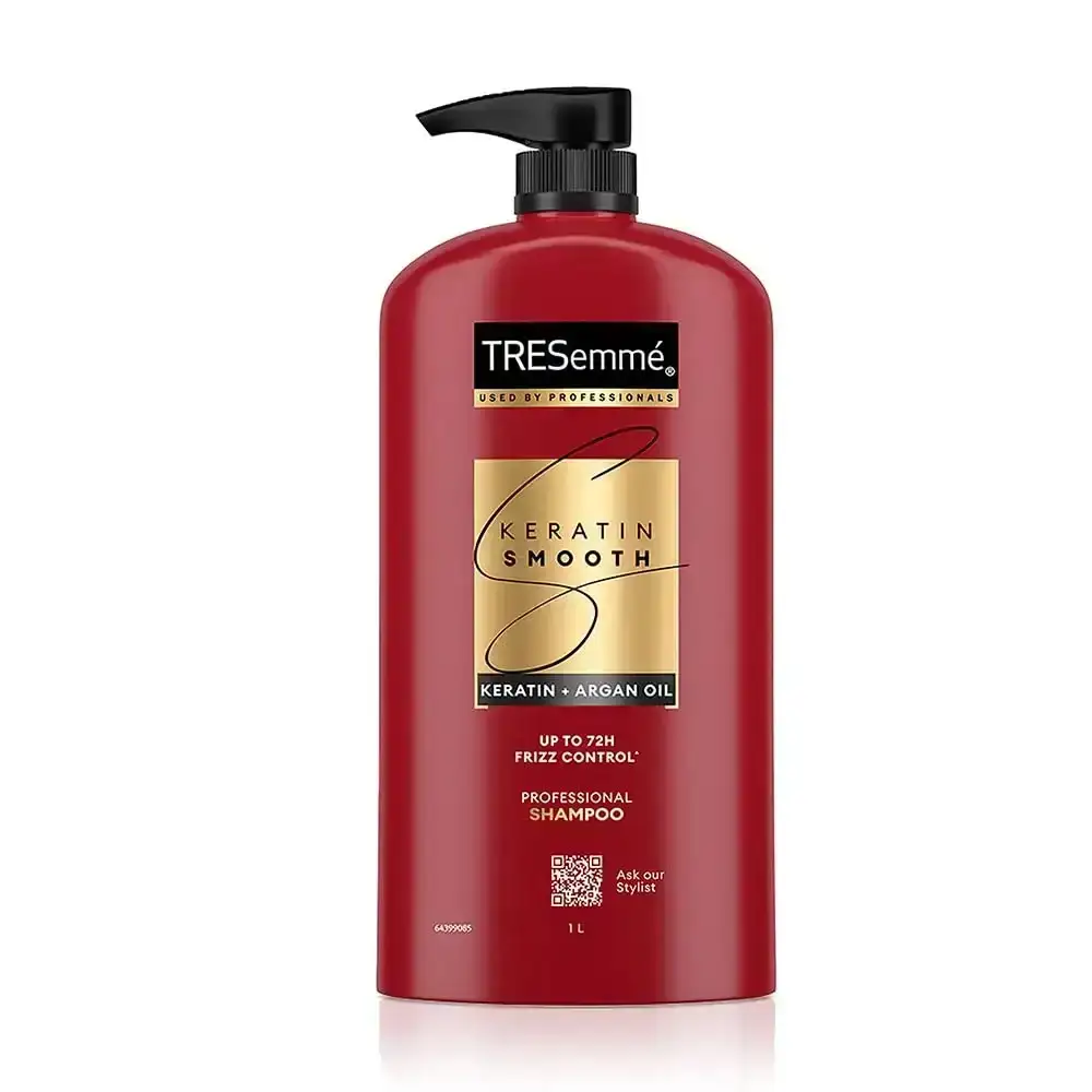 Tresemme Keratin Smooth Shampoo, 1000ml bottle. Professional hair care for smooth, frizz-controlled hair.