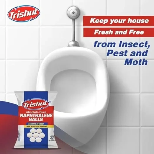  Trishul Naphthalene Moth Balls for Clothes | Bathroom | Wardrobe | Protect Clothes 100% Safe | Smell | free | Stain-Free | Germs Free | ISI Marked | 200 Gram White image 3