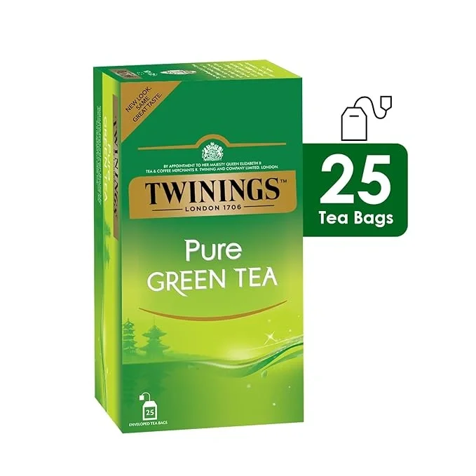 Twinings Pure Green Tea, 25 teabags, a perfectly balanced and refreshing green tea.