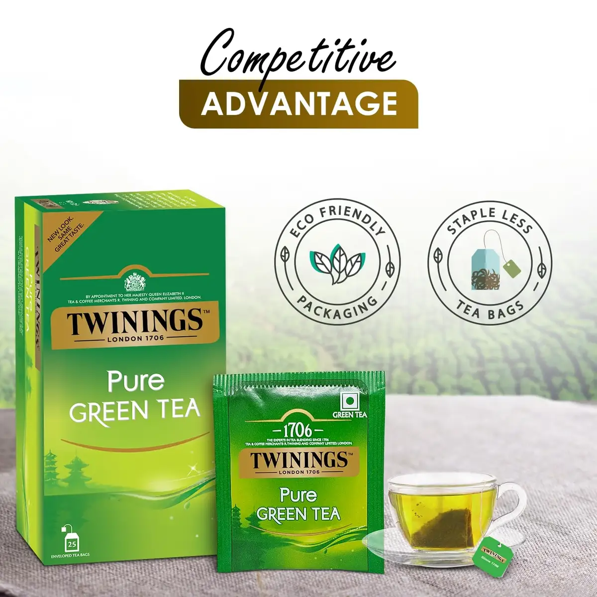 Twinings Green Tea | Pure Green Tea, 25 Tea Bags, 50g | Refreshing & Balanced image 5