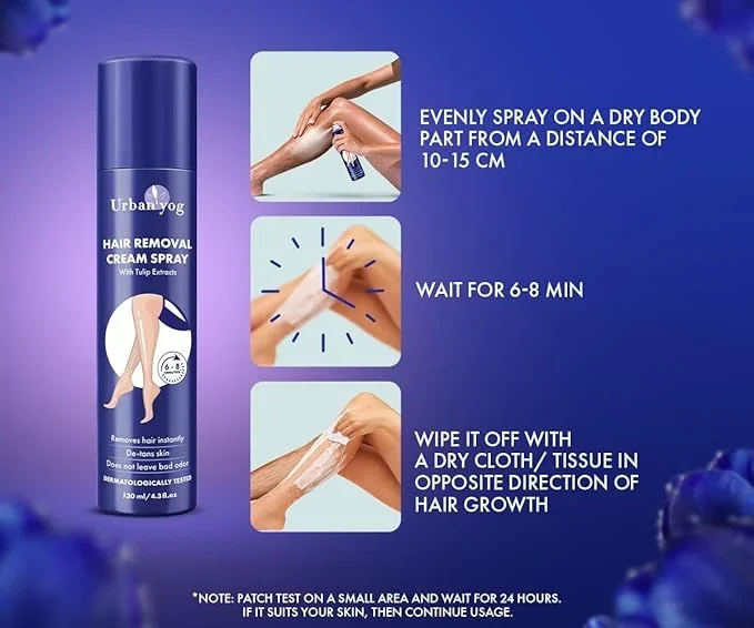 Urban Yog Hair Removal Cream Spray 200ml – Quick, Painless Body Hair Removal for Women image 3