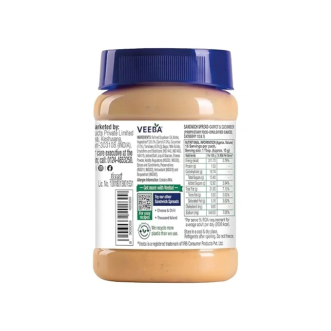 Veeba Carrot and Cucumber Sandwich Spread, 250gm image 3