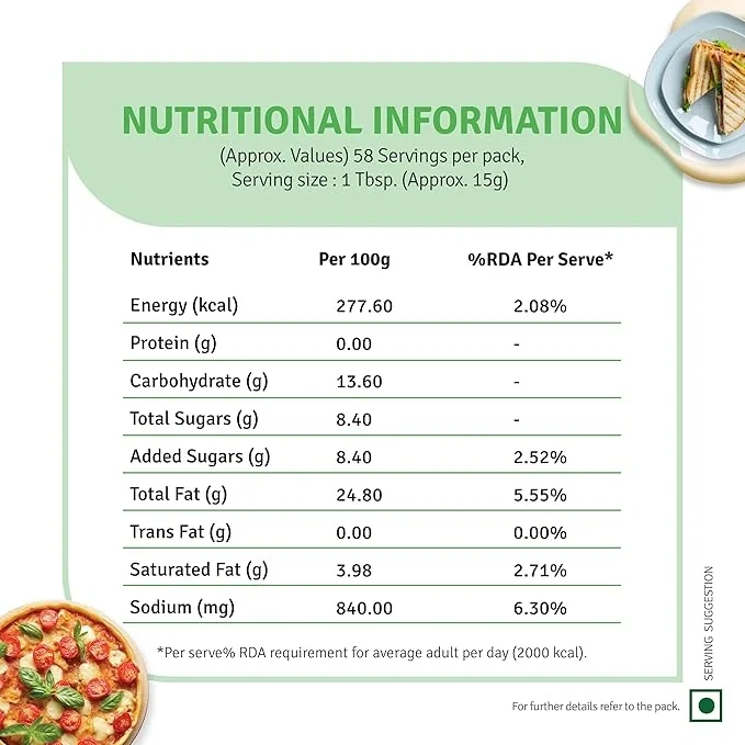 Veeba Chef's Special Veg Mayonnaise Eggless 875gm image 5