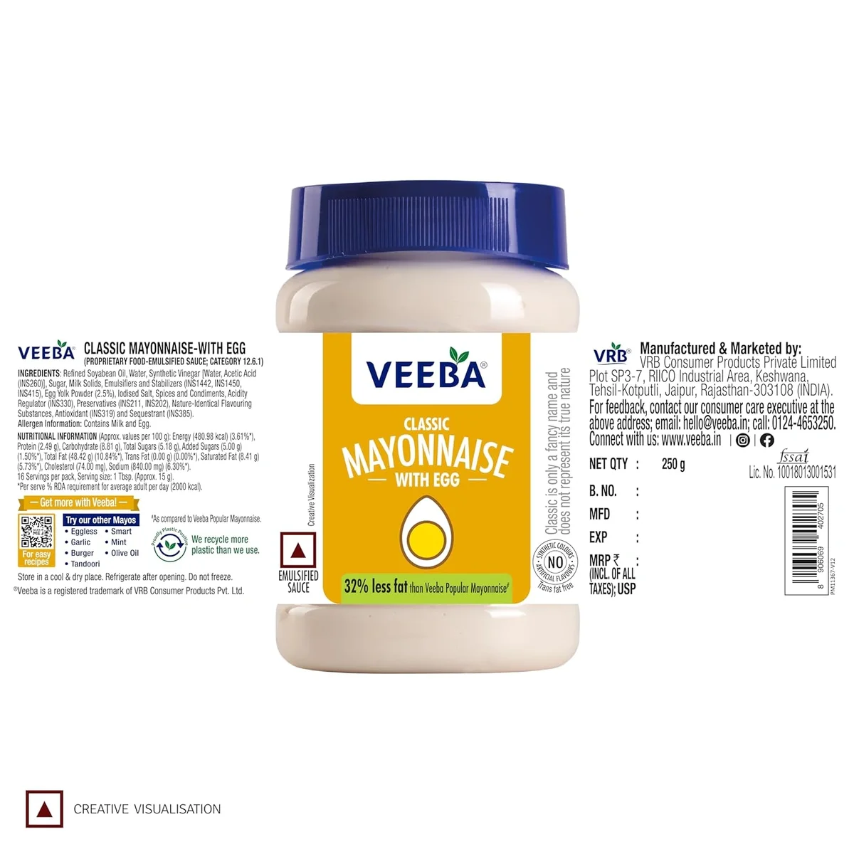 Veeba Classic Mayonnaise With Egg, 250G image 2