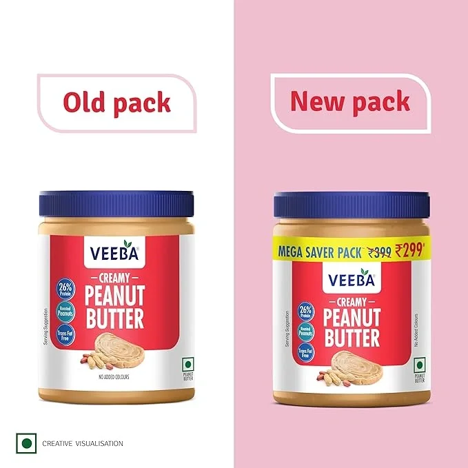 Veeba Creamy Peanut Butter| High Protein, 900gm image 2